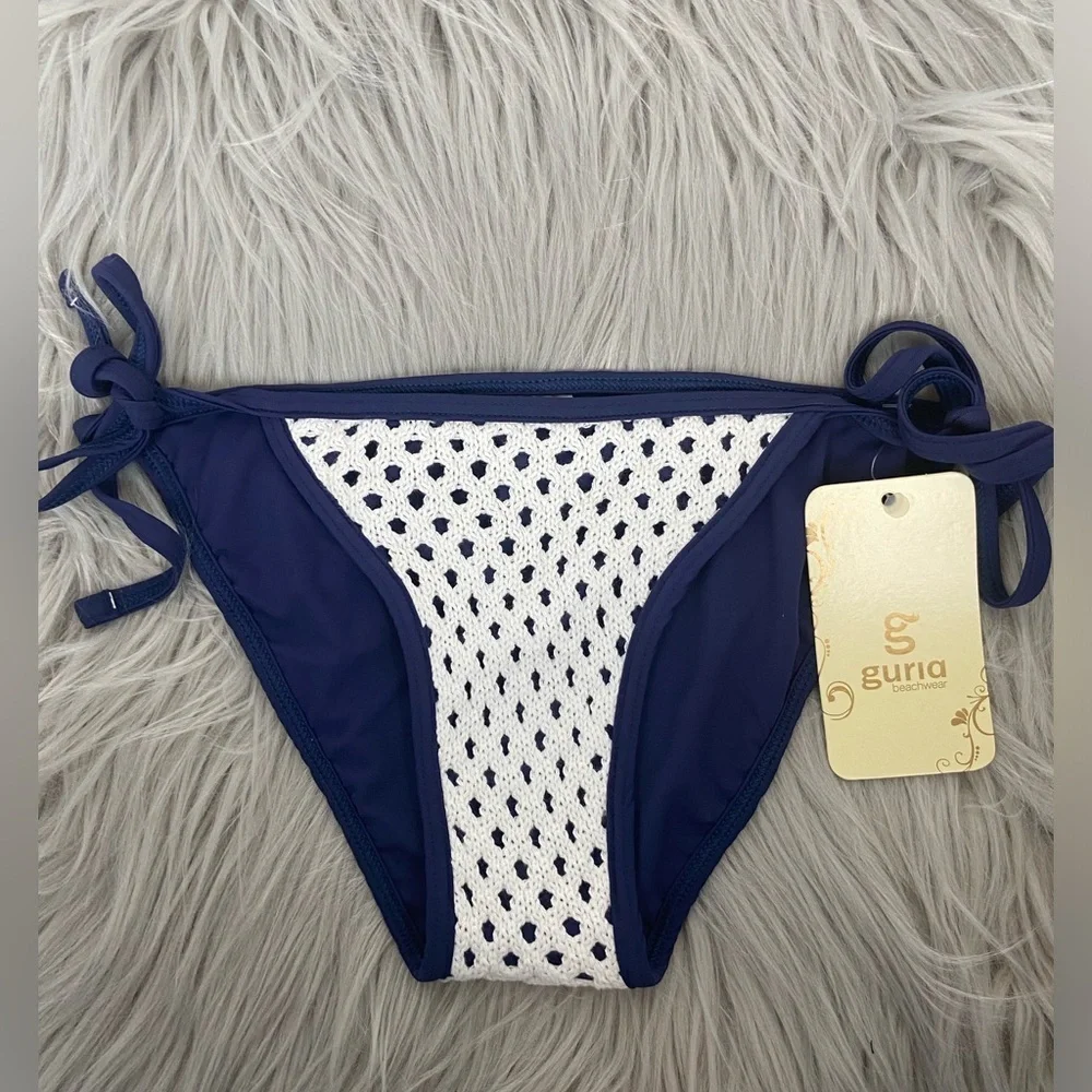 Guria Bikini Bottom Crochet Size Medium‎ Color Blue Women's NWT
